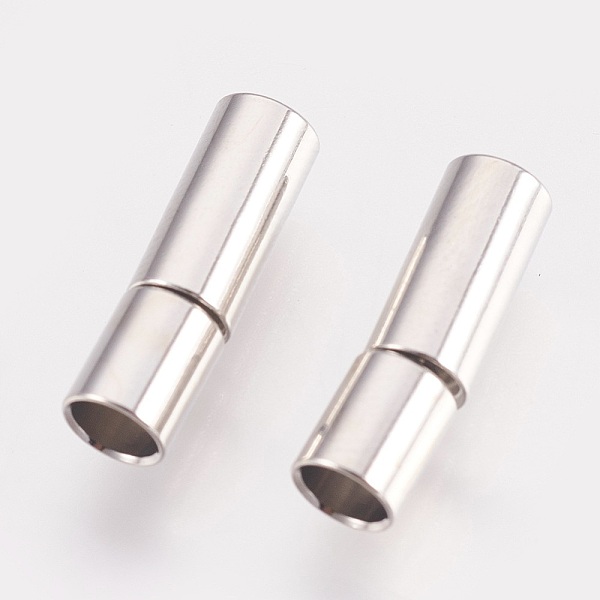 

PandaHall Brass Bayonet Clasps, Platinum, 17x5mm, Hole: 4mm Brass