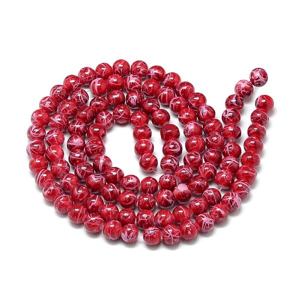 

PandaHall Drawbench Glass Beads Strands, Baking Painted, Dyed, Round, Dark Red, 6~6.5mm, Hole: 1.5mm, about 145pcs/strand, 31.8 inch Glass...