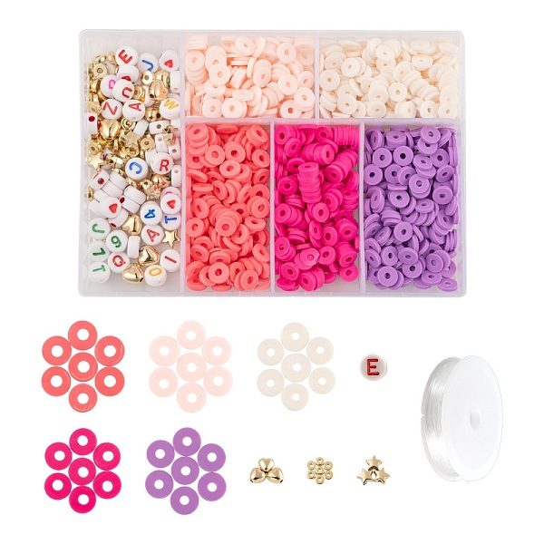 

PandaHall DIY Jewelry Making Kits, Including CCB Plastic & Acrylic & Handmade Polymer Clay Beads, Elastic Crystal Thread, Mixed Color, Beads..., Multicolor