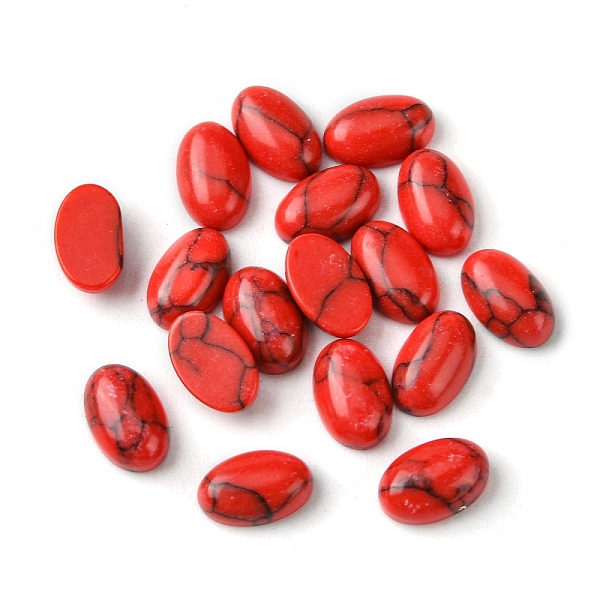 

PandaHall Synthetic Turquoise Cabochons, Dyed, Oval, Red, 6x4x2~2.5mm Synthetic Turquoise Oval Red
