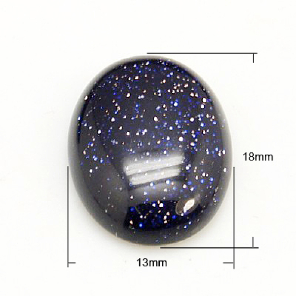 

PandaHall Gemstone Cabochons, Oval, Synthetic Blue Goldstone, 18x13x5mm Blue Goldstone Oval