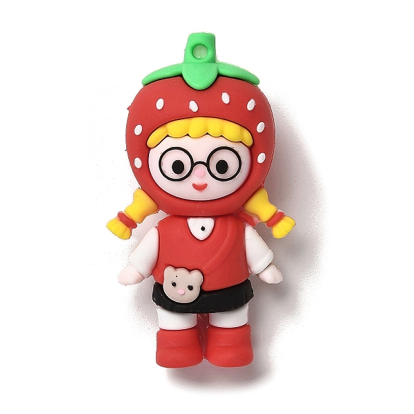 

PandaHall PVC Plastic Pendants, Girl with Fruit, Strawberry, 61x35x23mm, Hole: 3mm PVC Strawberry
