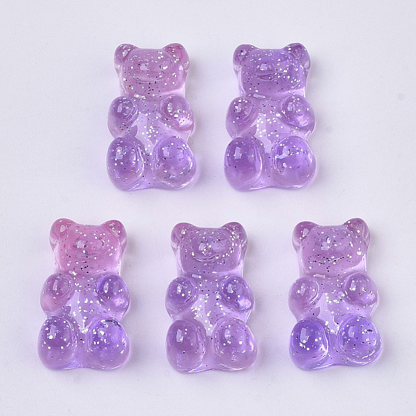 

PandaHall Transparent Resin Cabochons, with Glitter Powder, Two Tone, Bear, Medium Purple, 18x11x8mm Resin Bear