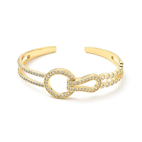 

PandaHall Clear Cubic Zirconia Knot Open Cuff Bangle, Brass Jewelry for Women, Cadmium Free & Nickel Free & Lead Free, Real 18K Gold Plated...