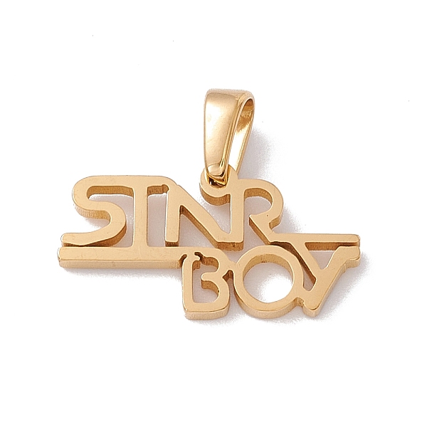 

PandaHall Vacuum Plating 304 Stainless Steel Charms, Laser Cut, Word Stnrboy Charms, Golden, 10.5x20x1.5mm, Hole: 2.5x5mm 304 Stainless...