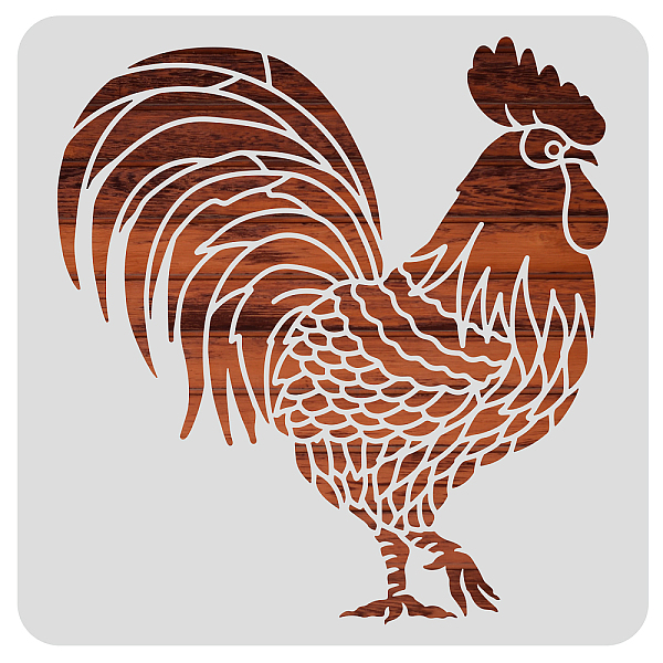 PandaHall BENECREAT Large Rooster Pattern Plastic Painting Stencils, 30x30cm Farm Theme Drawing Template for Painting on Floors, Walls...
