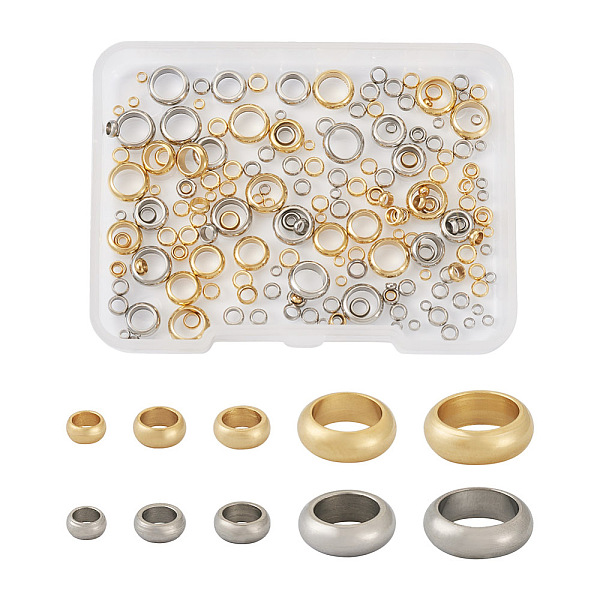 

PandaHall Mega Pet 304 Stainless Steel Spacer Beads, Column, Golden & Stainless Steel Color, 2~7x1~2mm, Hole: 1.2~5mm, 200pcs/box 304...