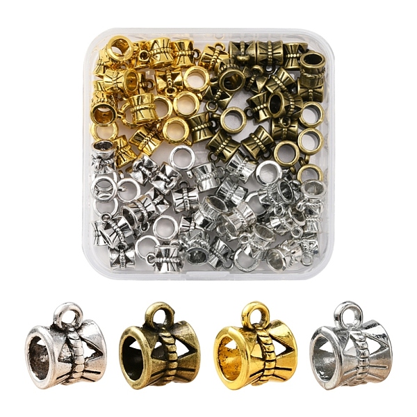 

PandaHall 4 Colors Tibetan Style Alloy Tube Bails, Loop Bails, Bail Beads, Column, Mixed Color, 9x7x7mm, Hole: 2mm, about 20pcs/color...