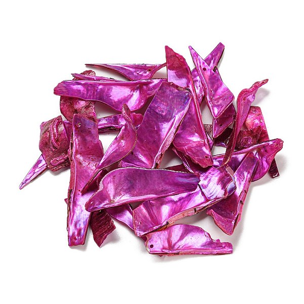 

PandaHall Spray Painted Natural Akoya Shell Big Pendants, Nuggets Charms, Magenta, 35.5~55x8~20x4~12mm, Hole: 1.2mm Other Sea Shell Nuggets..., Pink