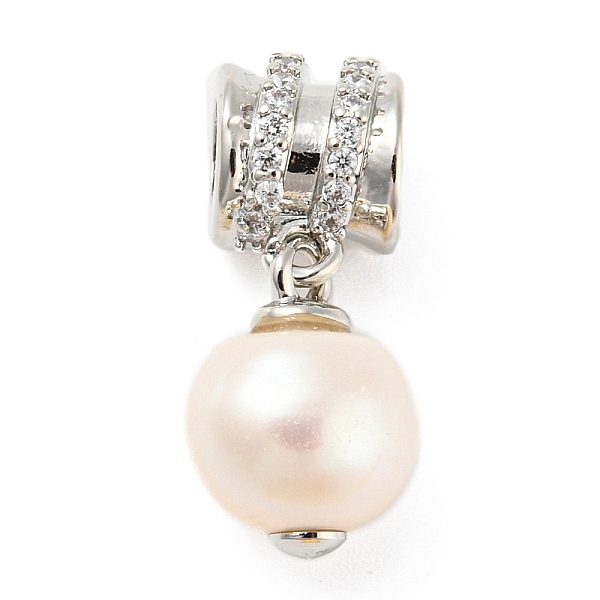 

PandaHall Rack Plating Brass Micro Pave Clear Cubic Zirconia Pendants, with Natural Pearl, Large Hole Pendants, Cadmium Free & Lead Free...