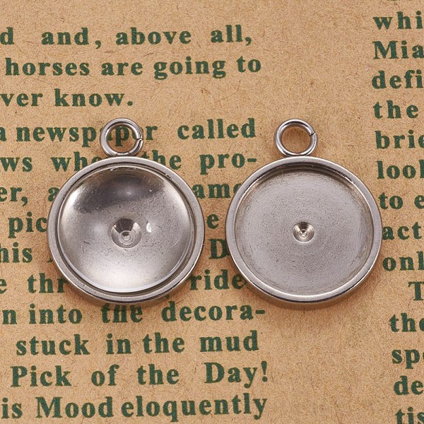 

PandaHall DIY Pendant Making, with 304 Stainless Steel Pendant Cabochon Settings and Transparent Half Round Glass Cabochons, Flat Round..., Clear