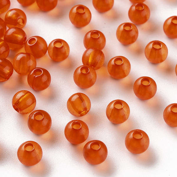 

PandaHall Transparent Acrylic Beads, Round, Dark Orange, 6x5mm, Hole: 1.8mm, about 4400pcs/500g Acrylic Round