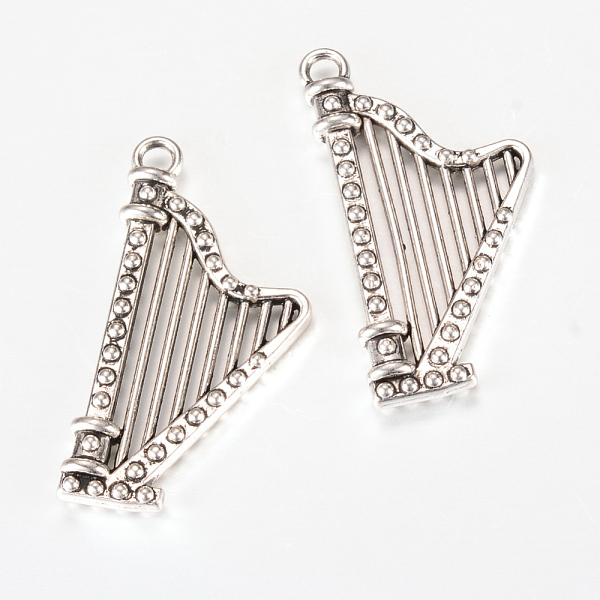 

PandaHall Tibetan Style Alloy Harp Pendants, Musical Instruments, Cadmium Free & Nickel Free & Lead Free, Antique Silver, 39x20x4.5mm, Hole...