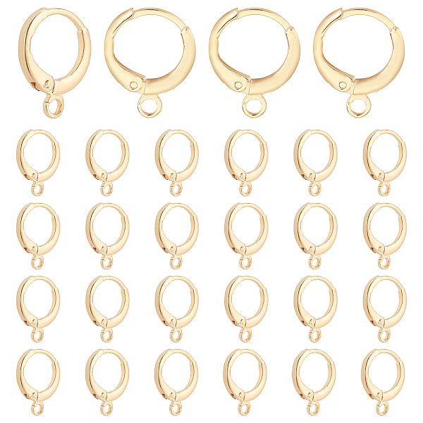 

PandaHall 30pcs Huggie Hoop Earring Findings, 18K Gold Plated Brass Lever Back Earring Hook 12 Gauge Gold Huggie Earring with Loop for Men...