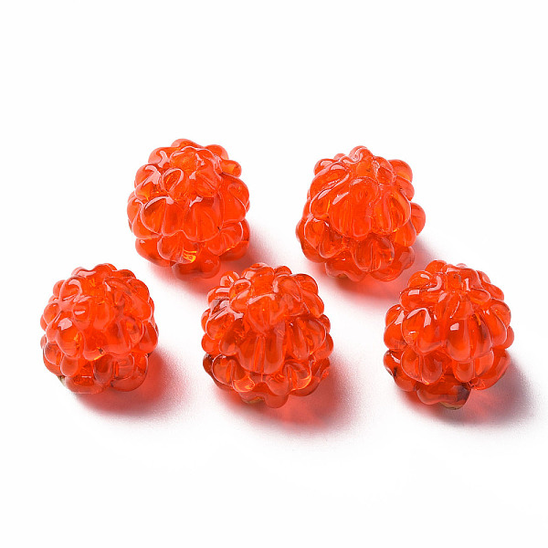 

PandaHall Handmade Lampwork Beads, Raspberry, Orange Red, 15~16x13~14mm Lampwork Food