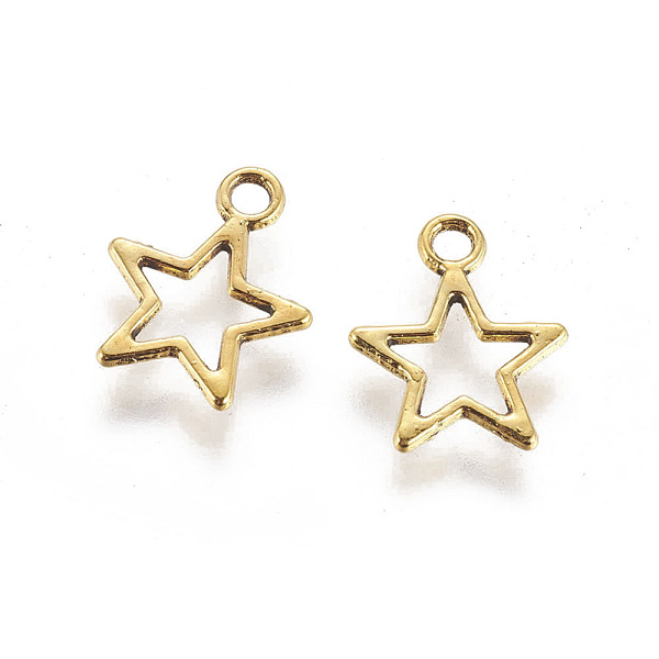

PandaHall Tibetan Style Alloy Charms, Star, Antique Golden, Lead Free & Cadmium Free, 14.5x12x1mm, Hole:2mm Alloy Star