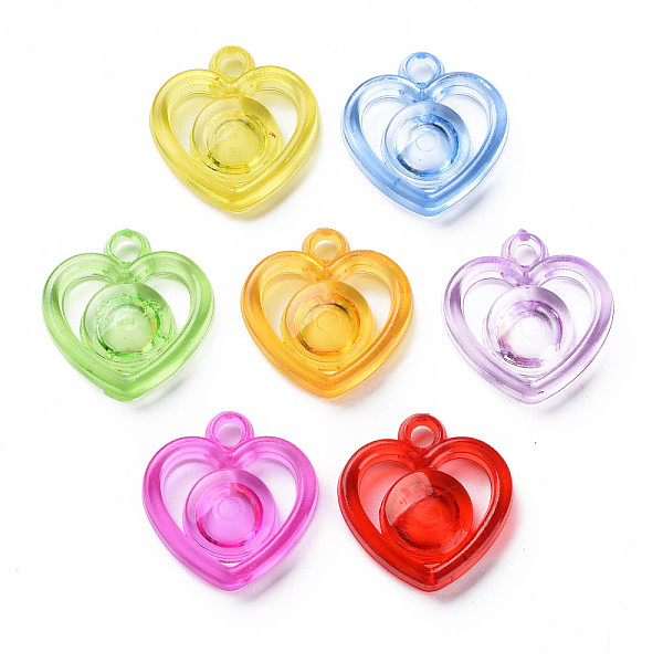 

PandaHall Transparent Acrylic Pendants, Heart, Mixed Color, 23x22x5.5mm, Hole: 3mm Acrylic Heart Multicolor