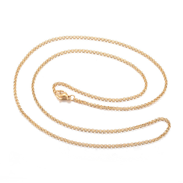 

PandaHall 304 Stainless Steel Rolo Chains Necklaces, Golden, 23.62 inch(60cm), 2mm 304 Stainless Steel
