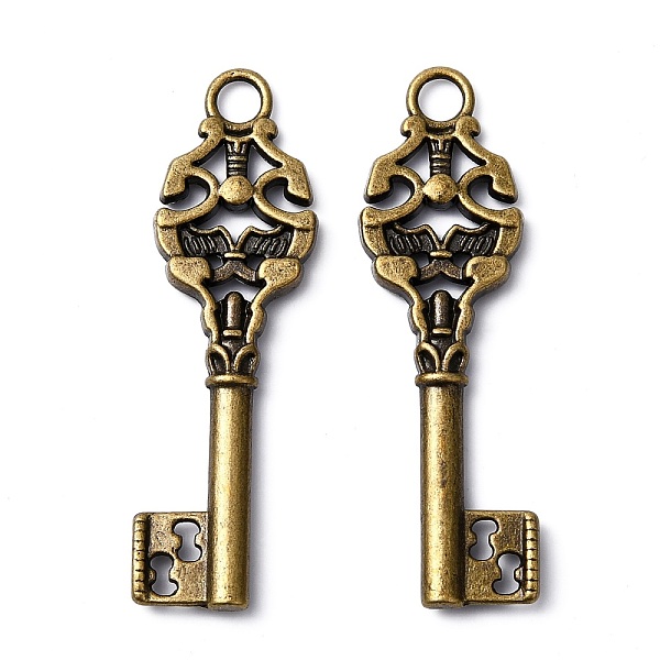 

PandaHall Alloy Pendants, Cadmium Free & Nickel Free & Lead Free, Skeleton Key Pendants, Antique Bronze, 50x14.5x4.5mm, Hole: 4mm Alloy Key