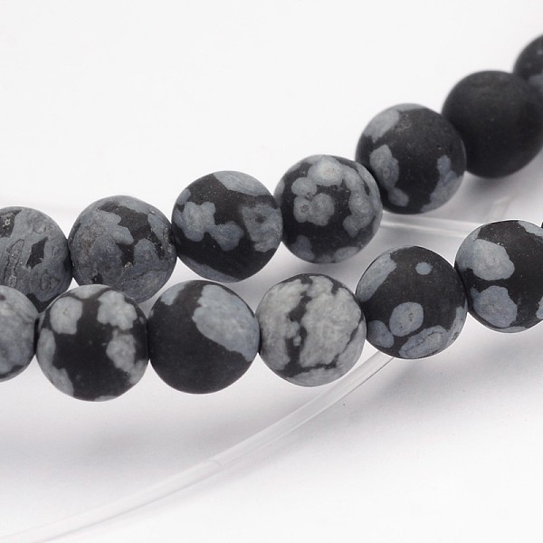 

PandaHall Natural Snowflake Obsidian Gemstone Beads, Frosted, Round, 4mm, Hole: 0.5mm, about 92pcs/strand, 14.9 inch Snowflake Obsidian...