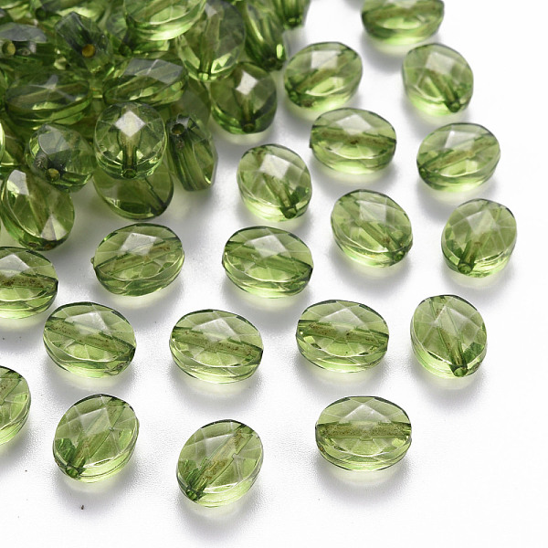 

PandaHall Transparent Acrylic Beads, Oval, Yellow Green, 10x8x5.5mm, Hole: 1.5mm, about 1550pcs/500g Acrylic Oval