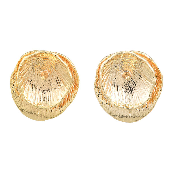 

PandaHall Brass Stud Earring Findings, for Half Drilled Beads and with Vertical Loops, Twist Flat Round, Nickel Free, Golden, 15x13.5mm...