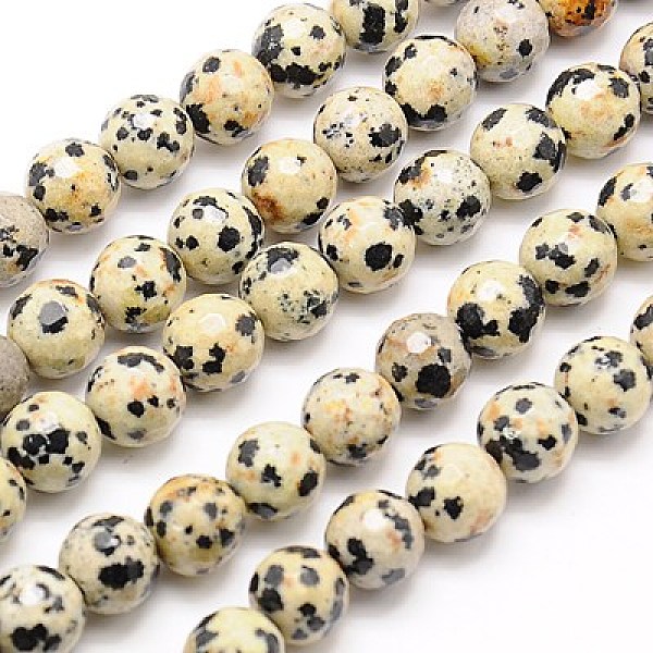 

PandaHall Natural Dalmation Jasper Beads Strands, Faceted, Round, Navajo White, 10mm, Hole: 1mm, about 38pcs/strand, 15.75 inch Dalmatian..., Orange