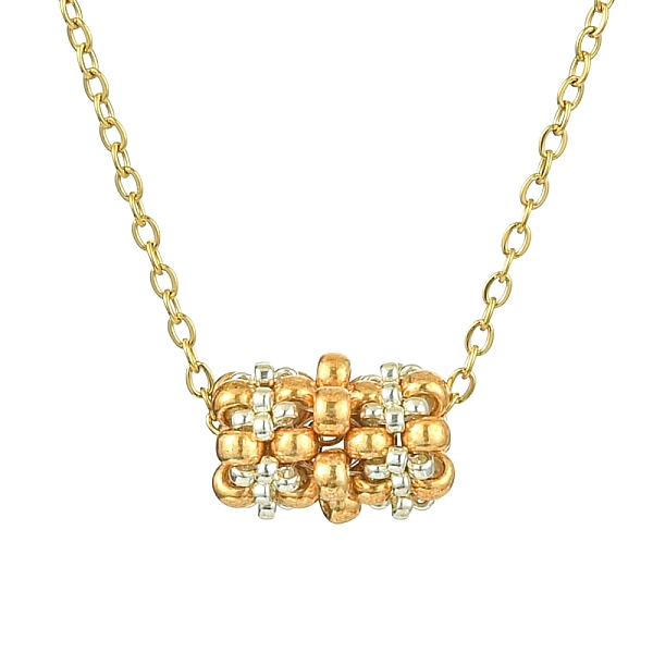 

PandaHall Braided Glass Seed Bead Column Pendant Necklaces, 304 Stainless Steel Cable Chain Necklaces for Women, Gold, 17.80 inch(45.2cm)...