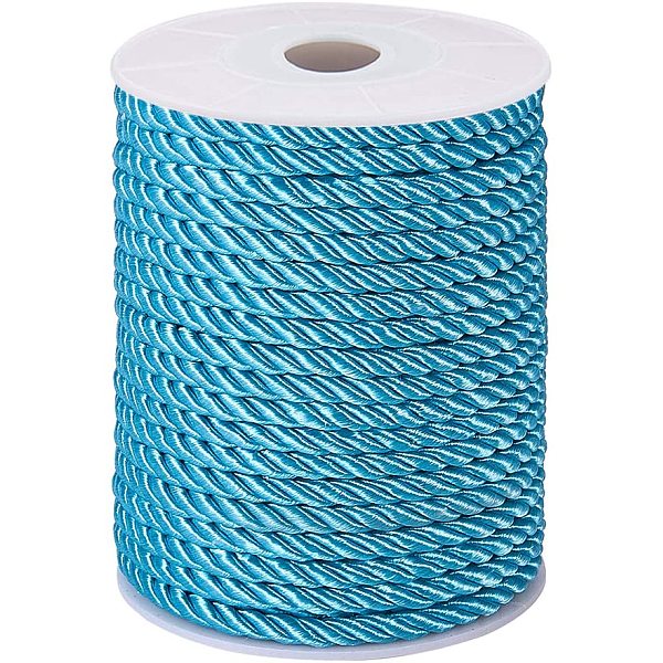 

PandaHall JEWELEADER 50 Feet Twisted Cord Rope, Craft Nylon Rope 5mm 3 Strand Multipurpose Utility Cord Trim Choker Thread for Jewelry..., Cyan