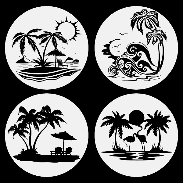 PandaHall GORGECRAFT 4Pcs Leaning Palm Trees Window Decal Tropical Travel Sea Beach Leaves Wall Decal Sticker Glass Cling for Tumbler Laptop...