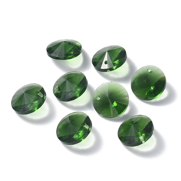 

PandaHall Glass Charms, Faceted, Cone, Green, 14x7mm, Hole: 1mm Glass Cone Green