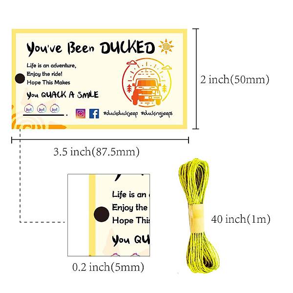 

PandaHall CREATCABIN 50Pcs You've Been Ducked Cards Duck Tags Card Ducking Game DIY Jeep Duck Card with Hole and Twine for Rubber Ducks...