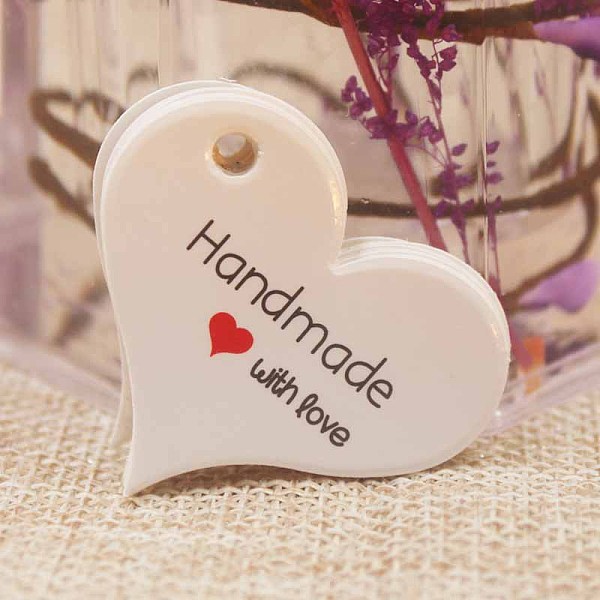 

PandaHall Paper Gift Tags, Hang Tags, For Arts and Crafts, For Valentine's Day, Thanksgiving, Heart with Word Thank You, White, 32x39x0.4mm...