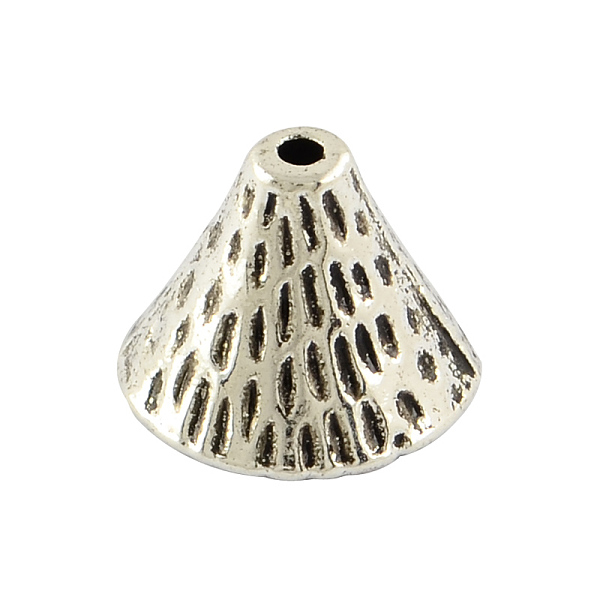

PandaHall Tibetan Style Alloy Apetalous Bead Cones Carved Stripes, Cadmium Free & Lead Free, Antique Silver, 9x12mm, Hole: 1.5mm, about...