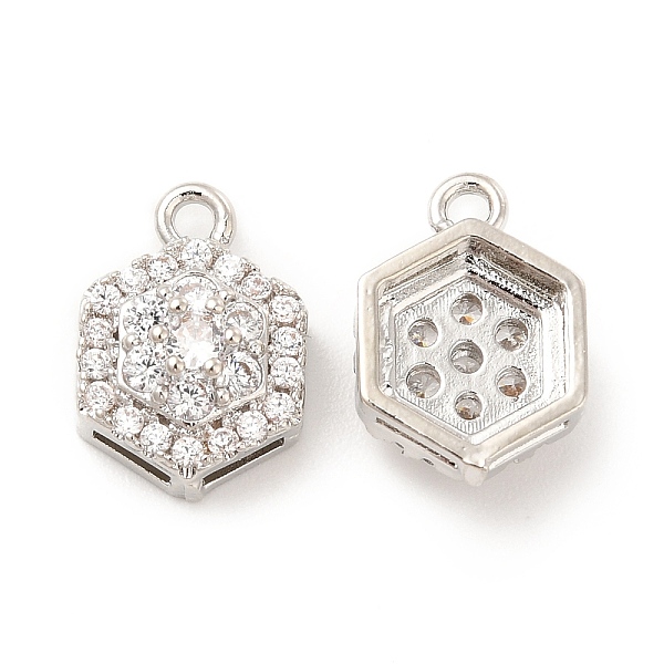 

PandaHall Brass Micro Pave Cubic Zirconia Charms, Hexagon Charm, Platinum, Clear, 14x9.5x5.5mm, Hole: 1.5mm Brass+Cubic Zirconia Hexagon...