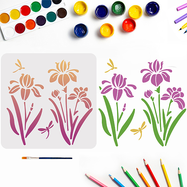 

PandaHall MAYJOYDIY US 1Pc PET Hollow Out Drawing Painting Stencils, with 1Pc Art Paint Brushes, for DIY Scrapbook, Photo Album, Flower...