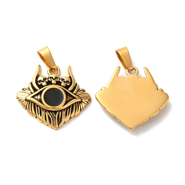 

PandaHall Ion Plating(IP) 304 Stainless Steel Enamel Pendants, with 201 Stainless Steel Snap On Bails, Evil Eye Charm, Antique Golden..., Black