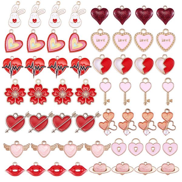 

PandaHall 56Pcs 14 Style Alloy Enamel Pendants, Cadmium Free & Lead Free, Light Gold, Mixed Color, 13~25x7~23.5x1~3mm, Hole: 1.5~2mm..., Multicolor