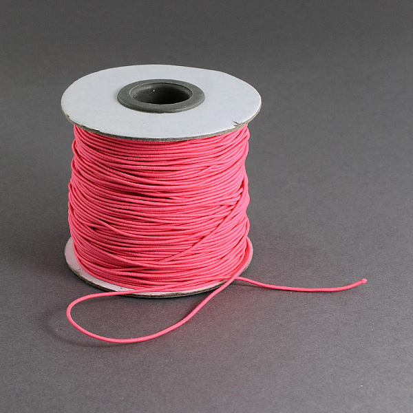 

PandaHall Round Elastic Cord, with Nylon Outside and Rubber Inside, Light Coral, 1mm, about 109.36 yards(100m)/roll Elastic Fibre Round Red
