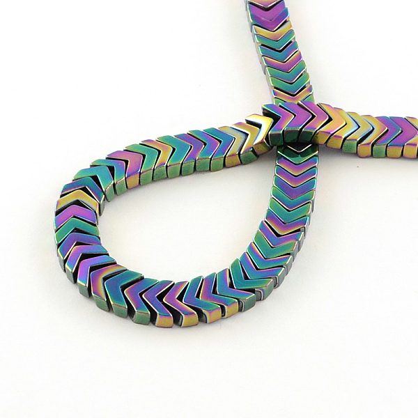 

PandaHall Electroplate Non-magnetic Synthetic Hematite Bead Strands, Arrowhead, Multi-color Plated, 4.5x7.8x3mm, Hole: 1mm, about...