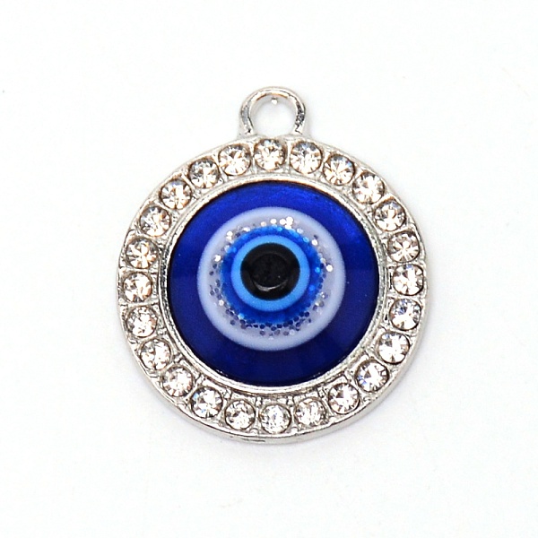 

PandaHall Zinc Alloy Big Pendants, with Resin and Rhinestone, Flat Round with Evil Eyes, Platinum, 22x18.5x5mm, Hole: 2mm Alloy+Rhinestone..., Clear
