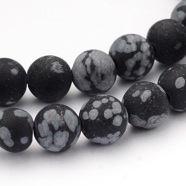 

PandaHall Natural Snowflake Obsidian Gemstone Beads, Frosted, Round, 6mm, Hole: 1mm, about 59pcs/strand, 14.5 inch Snowflake Obsidian Round