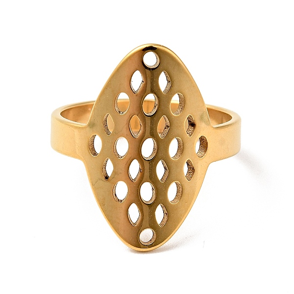 

PandaHall Ion Plating(IP) 201 Stainless Steel Oval with Dot Finger Ring for Women, Golden, US Size 6 1/2(16.9mm) 201 Stainless Steel