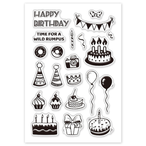 

PandaHall PVC Plastic Stamps, for DIY Scrapbooking, Photo Album Decorative, Cards Making, Stamp Sheets, Birthday Themed Pattern, 16x11x0.3cm...
