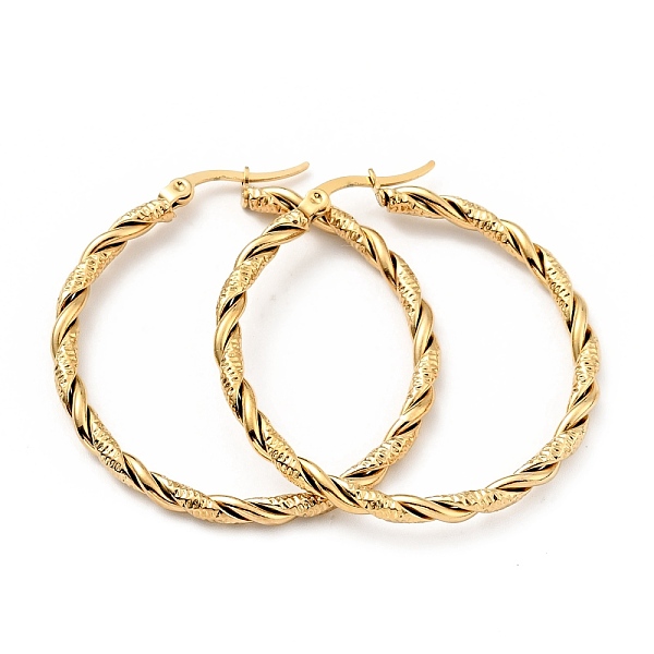 

PandaHall 303 Stainless Steel Twist Rope Hoop Earrings with 316 Stainless Steel Pins for Women, Golden, 40x3mm, Pin: 0.7mm 316 Surgical...