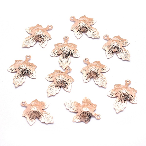 

PandaHall Brass Pendants, Cadmium Free & Nickel Free & Lead Free, Leaf, Real Rose Gold Plated, 15.5x12x2mm, Hole: 1mm Brass Leaf