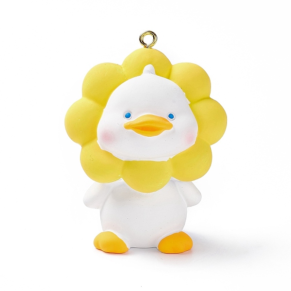 

PandaHall Opaque PVC Plastic Big Pendants, with Golden Tone Iron Loops, Animal Charm, Gold, Duck Pattern, 57x44x31mm, Hole: 2mm Iron+Resin...