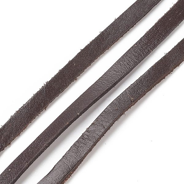 PandaHall Flat Leather Jewelry Cord, Jewelry DIY Making Material, Coconut Brown, 7x2mm Leather Flat