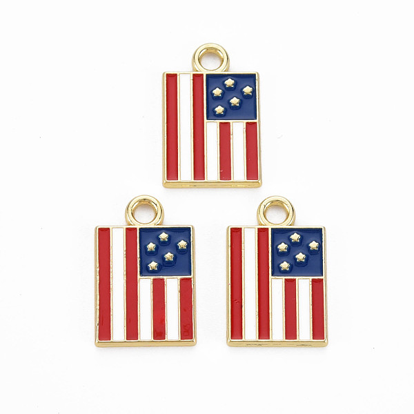 

PandaHall Rack Plating Alloy Enamel Pendants, Light Gold, Cadmium Free & Nickel Free & Lead Free, Rectangle, Blue, 20x12.5x1.5mm, Hole: 2mm...