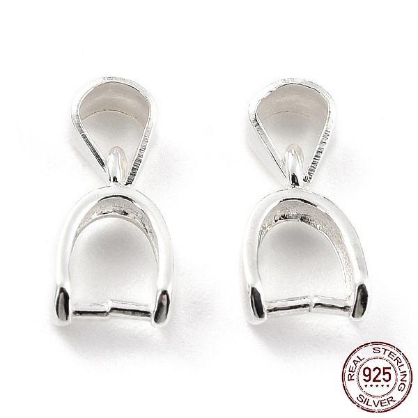 

PandaHall 925 Sterling Silver Ice Pick Pinch Bails, Silver, 9x6x3mm, Hole: 3x3mm, Inner Diameter: 4mm, Pin: 0.8mm Sterling Silver